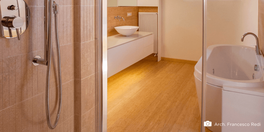 bamboe vloer in de badkamer