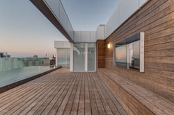 Penthouses by the sea with decking boards and cladding boards in bamboo
