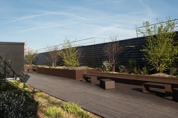 Dakterras met bamboe vlonderplanken Parc Expo de Versailles