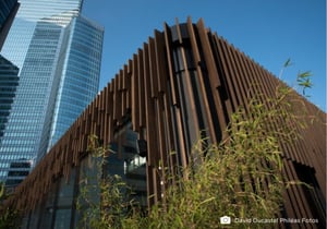 vertical timber used in commercial project in paris